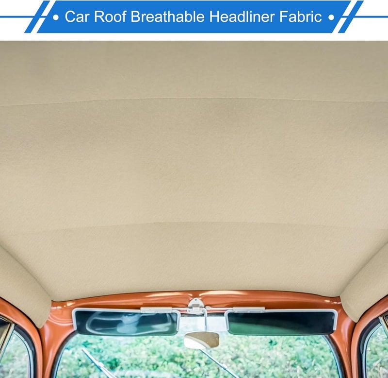 VekAuto Breathable Mesh Headliner Fabric 54" l x 60" W Interior Trim DIY Roof Repair Replacement for Car Truck RV SUV Automotive Breathable Mesh Fabric Beige - Image 2